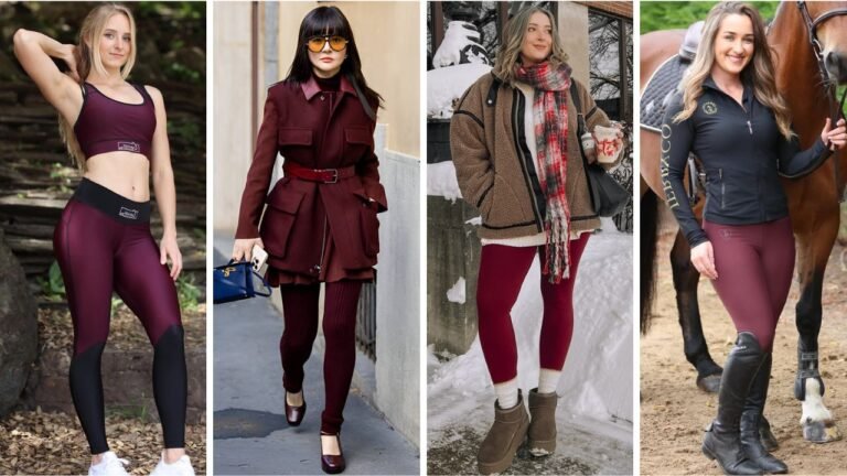 20 Rich & Stylish Burgundy Leggings Outfits for Fall and Winter