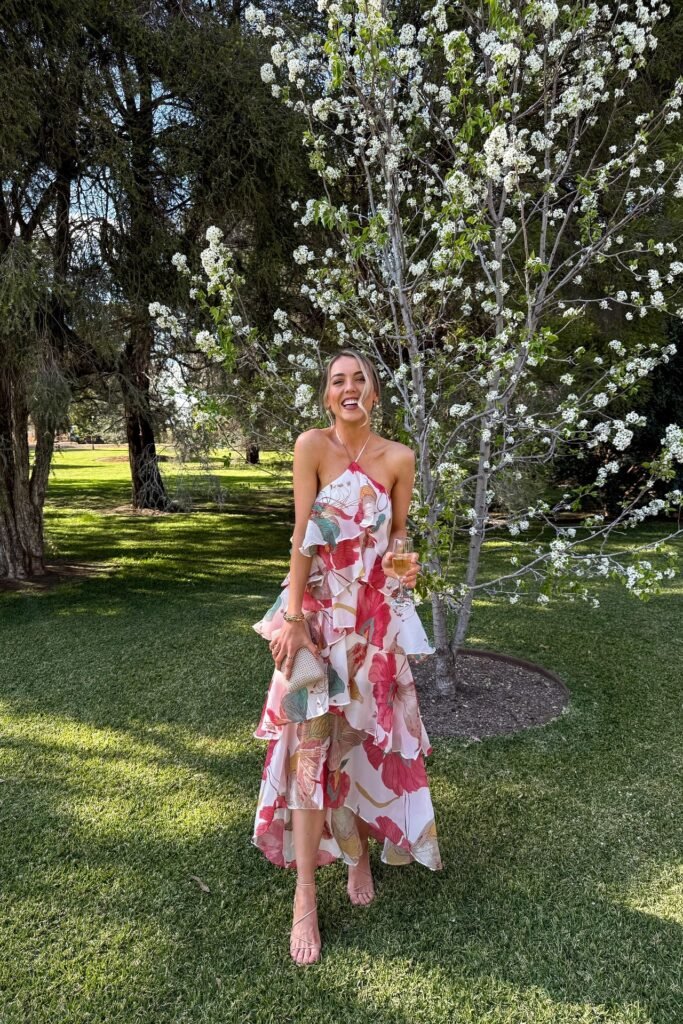 Lavender Sequined Long-Sleeve Gown + Satin Overskirt + Silver Crystal Evening Bag