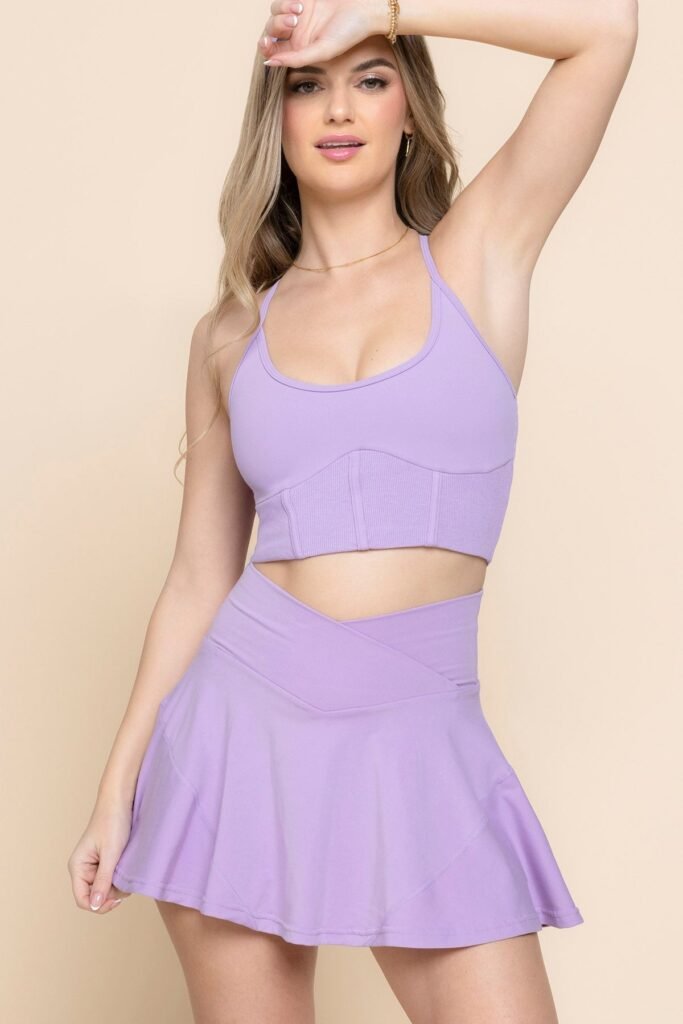 Lavender V-Waist Sports Bra + Lavender A-Line Skort