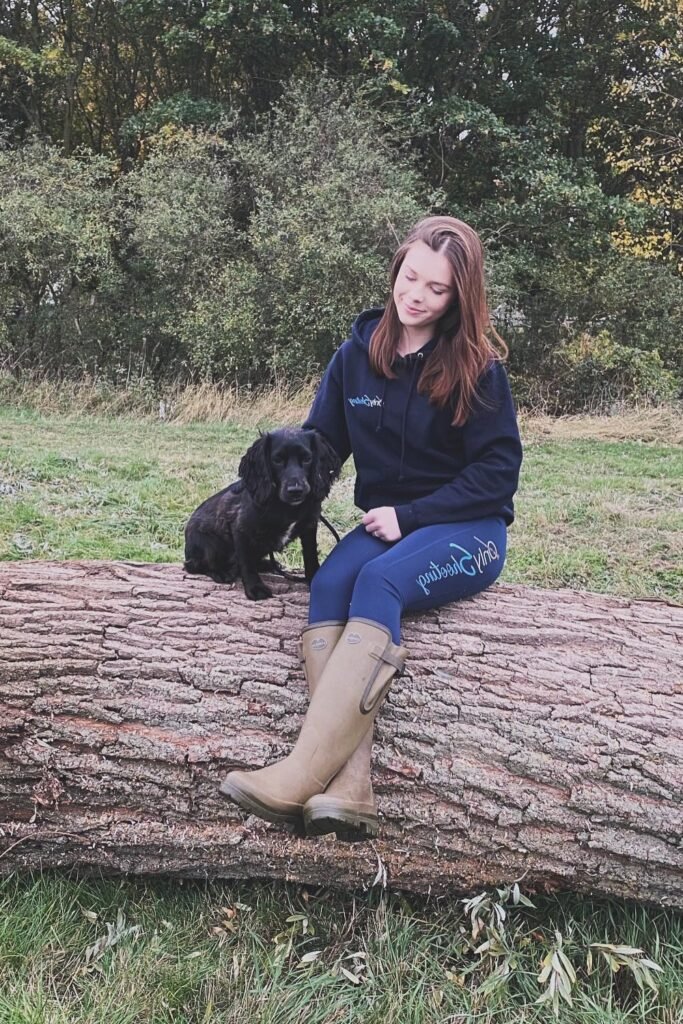 Navy Pullover Hoodie + Navy Equestrian Leggings + Olive Green Tall Wellies
