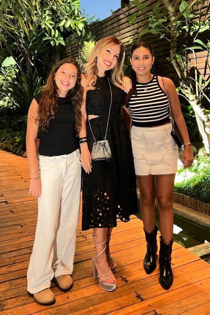 Black Cut-out Lace Dress + Silver Platform Heels + Silver Mini Bag