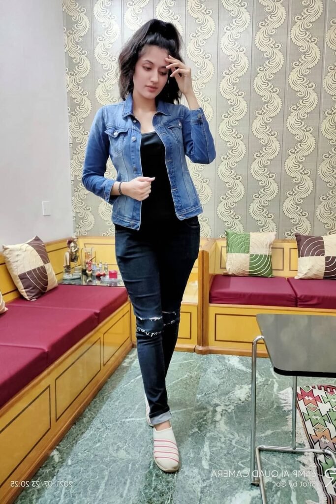 Fitted Denim Jacket + Black Distressed Skinny Jeans + White Striped Slip-ons