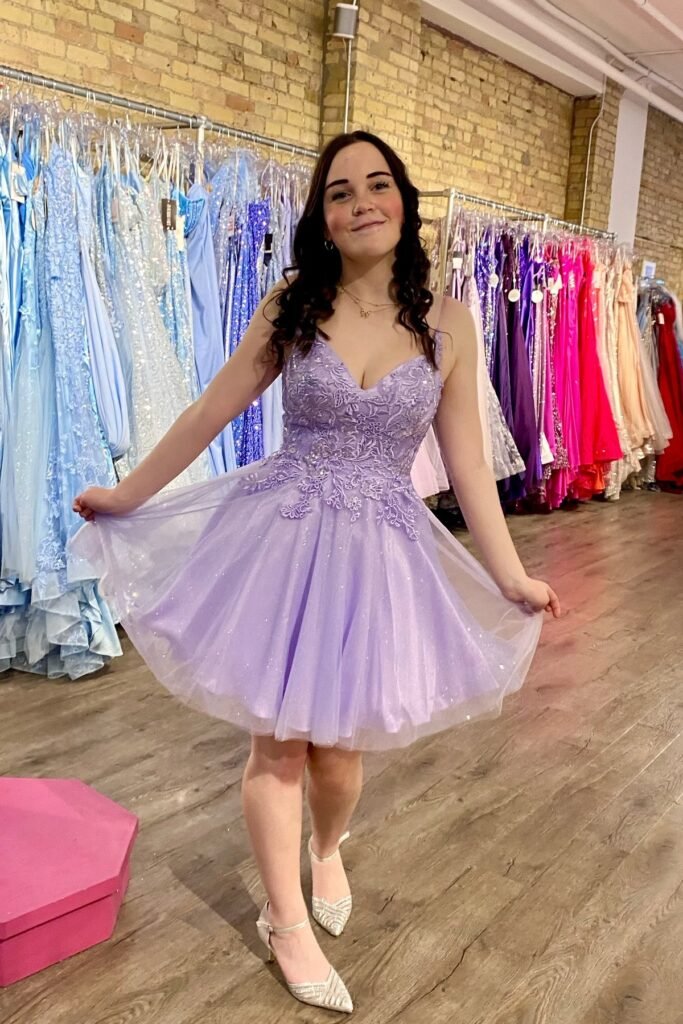 Lavender Sequin Mini Dress + Silver Pointed Toe Heels