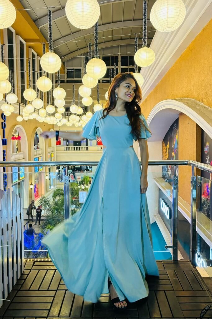 Light Blue Flutter-Sleeve Maxi Dress with Cut-Outs + Black Sandals