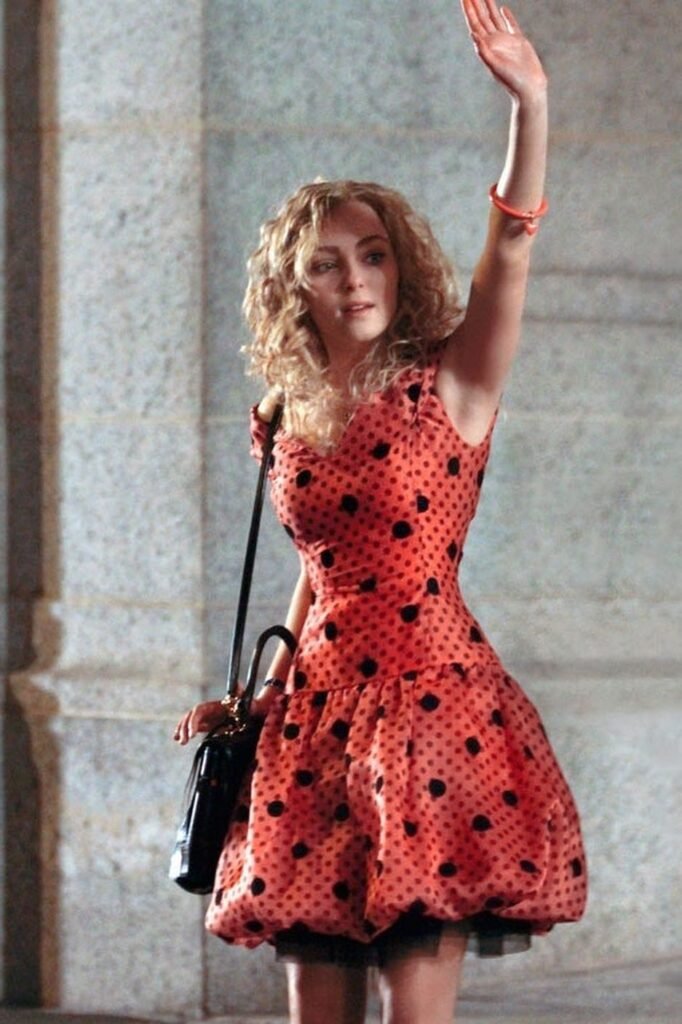 Orange and Black Polka Dot Bubble Hem Dress + Black Tulle Underskirt + Black Leather Handbag