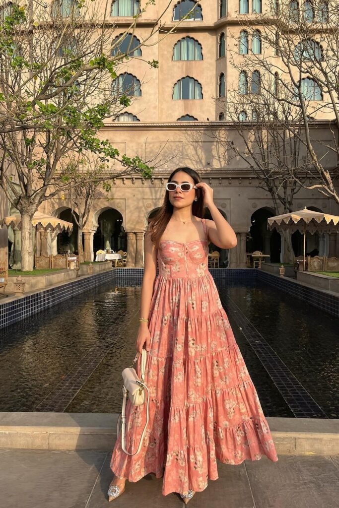 Pink Floral Tiered Maxi Dress + Embellished Pointed Toes