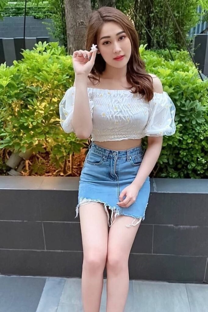 White Off-the-Shoulder Floral Puff Sleeve Crop Top + Distressed Denim Mini Skirt