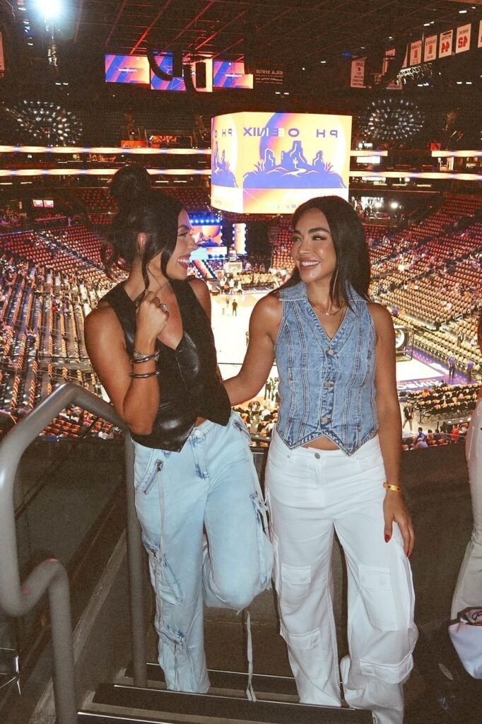 Black Leather Vest & Denim Vest + Light Wash Cargo Jeans & White Cargo Pants + White Sneakers