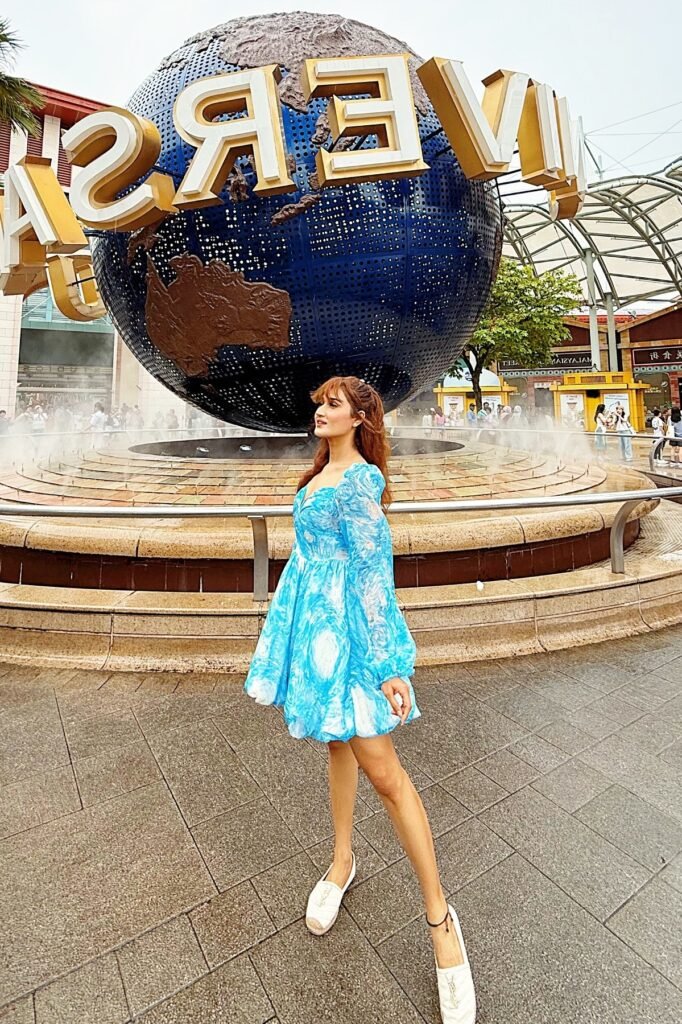 Blue Starry Night Patterned Mini Dress + White Canvas Loafers