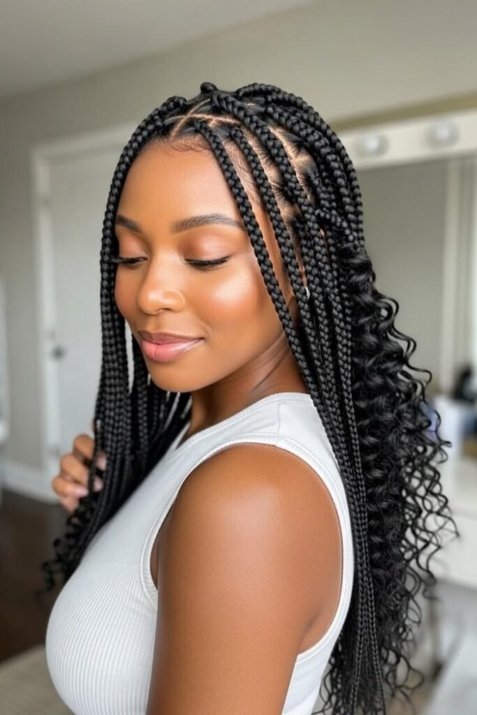 Bohemian Goddess Braids with Voluminous Deep Wave Curls