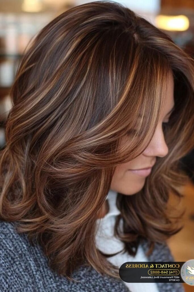 Chocolate Brown Layers with Warm Honey Highlights