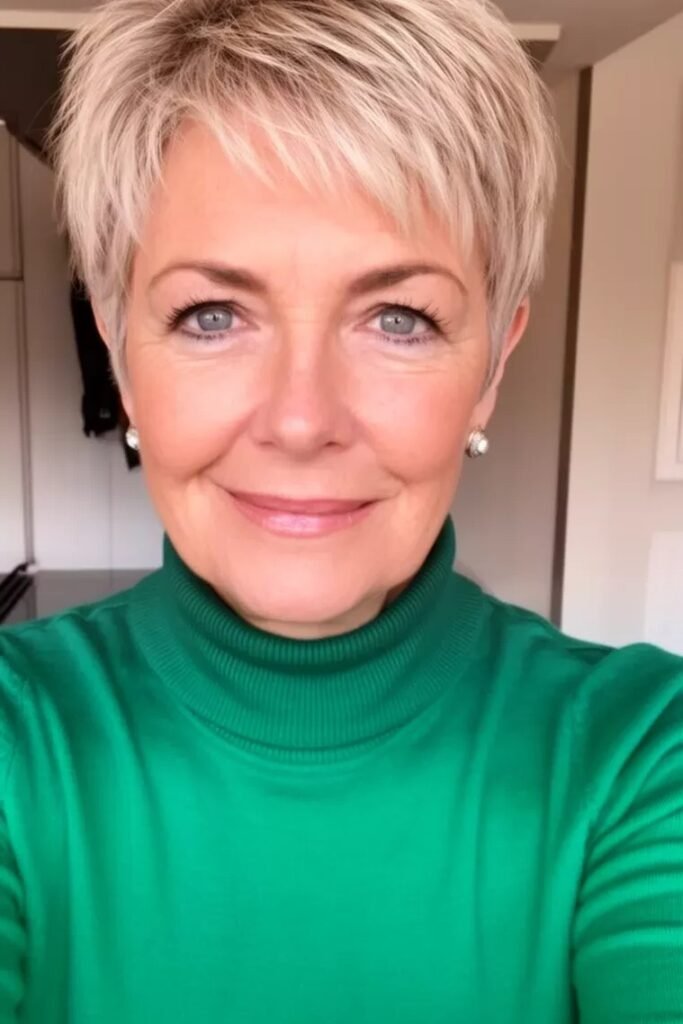 Classic Blonde Pixie with Tapered Sides