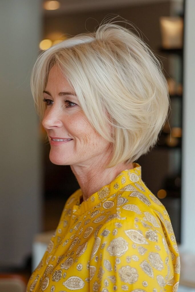 Classic Creamy Blonde Bob with Soft Inward Curve