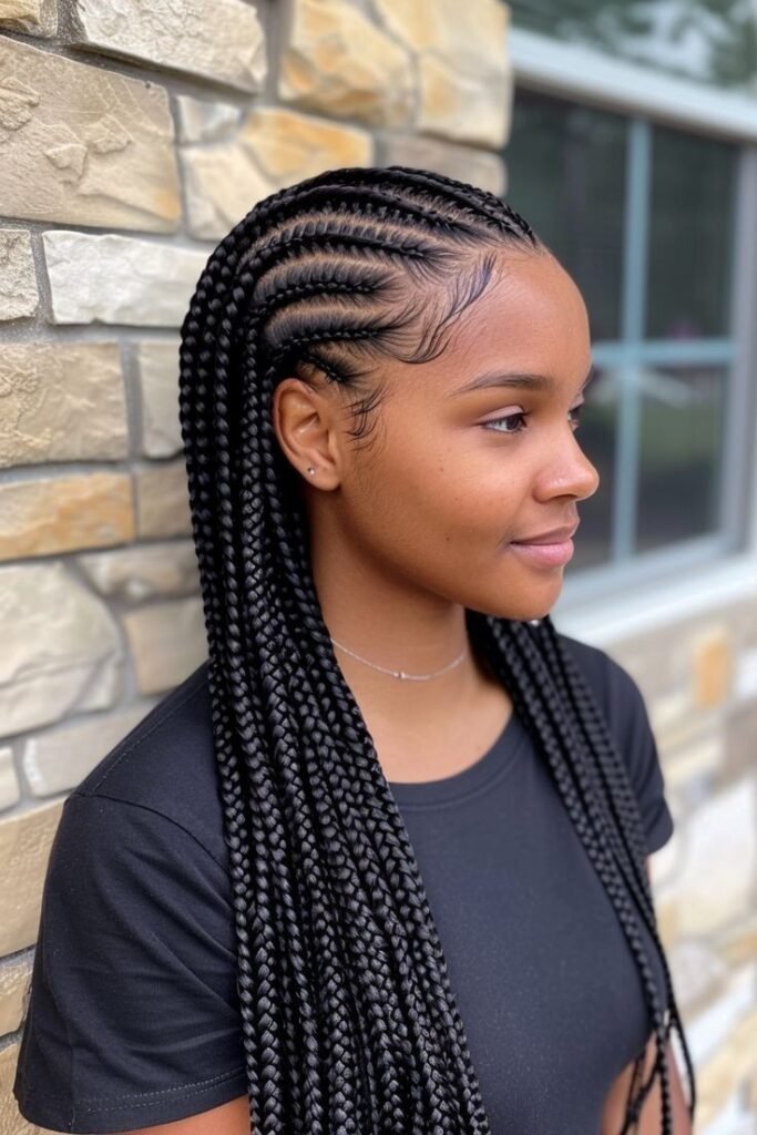 Classic Feed-in Cornrows with Sleek Laid Baby Hair