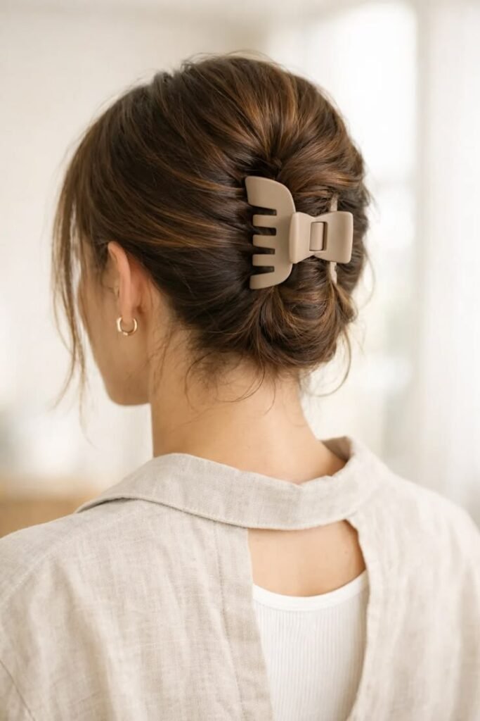 Classic French Twist with Matte Neutral Claw Clip