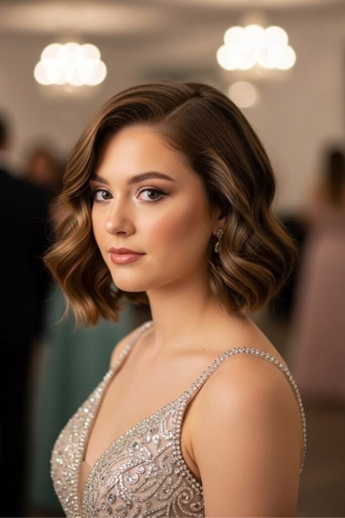 Classic Hollywood Waves Bob with Soft Side Part