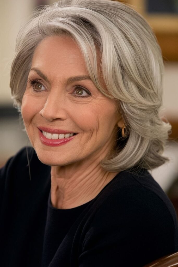 Classic Layered Bob with Sweeping Side Fringe