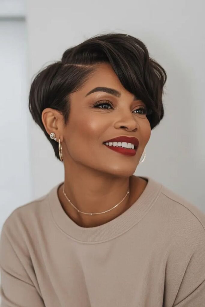 Classic Polished Pixie with Deep Side Part