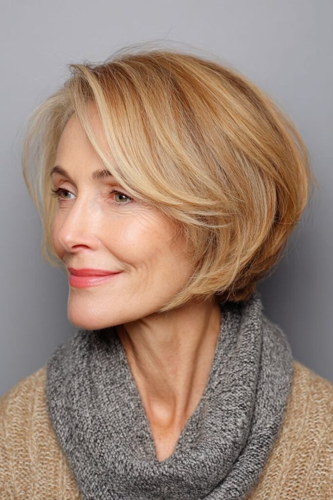 Classic Rounded Bob with Elegant Side Fringe