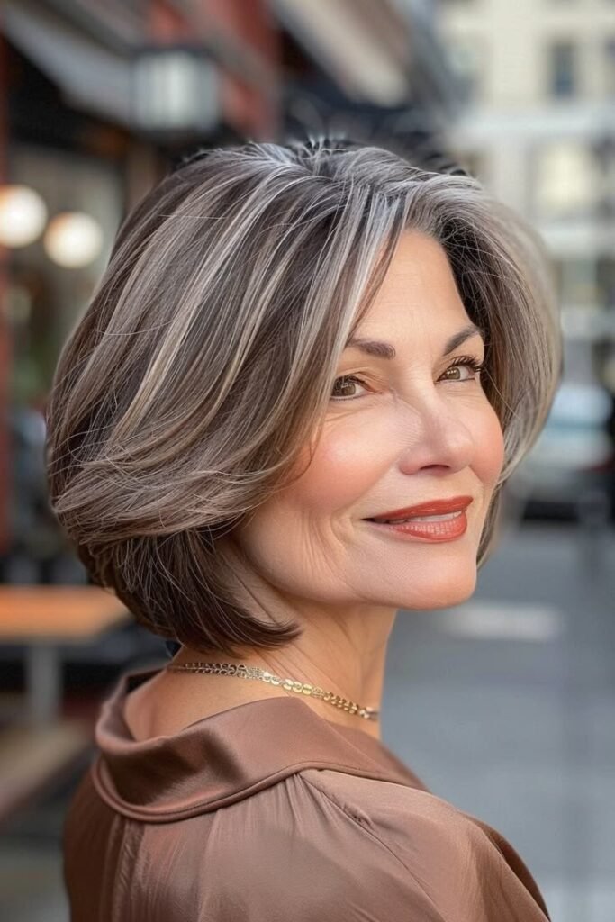 Classic Rounded Bob with Platinum Face-Framing Streaks
