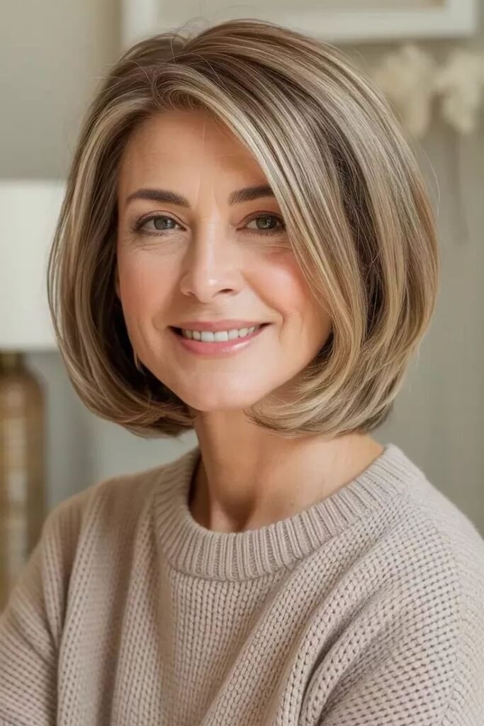 Classic Rounded C-Shape Bob with Subtle Caramel Balayage