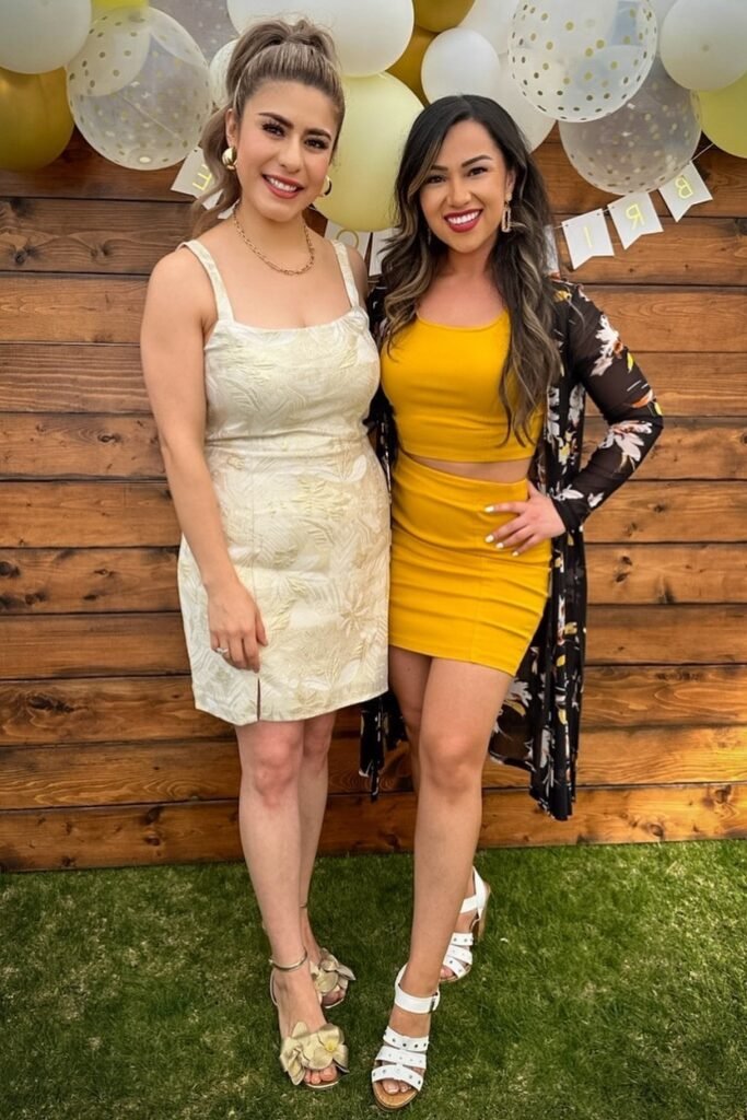 Cream and Gold Brocade Mini Dress + Gold Floral Heeled Sandals