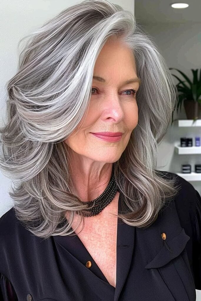 Dimensional Gray Shag with Dramatic Face-Framing Layers