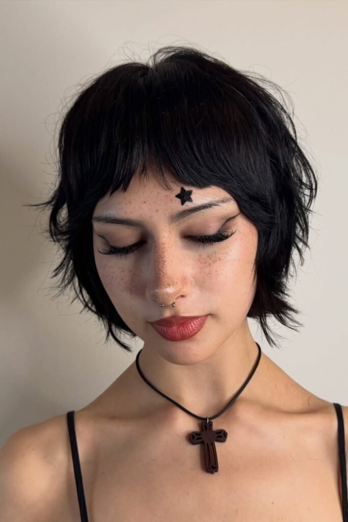 Edgy Shaggy Pixie with Micro-Bangs