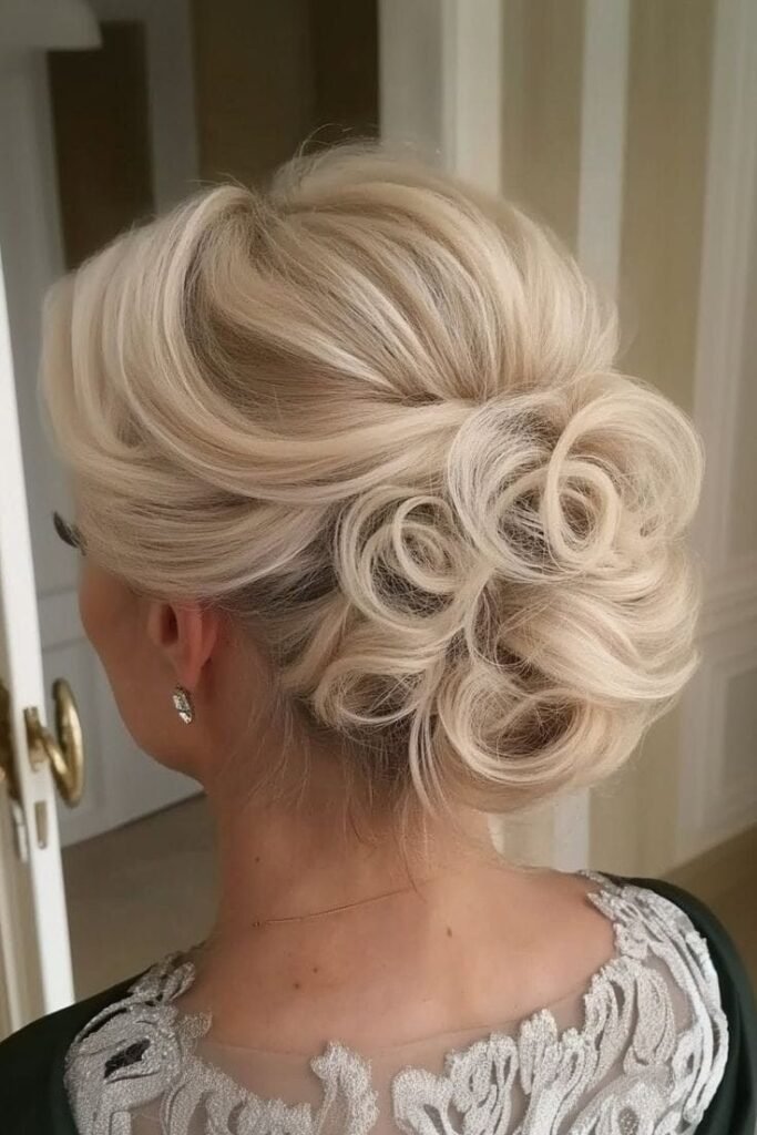 Elegant Sculpted Chignon with Intricate Swirls