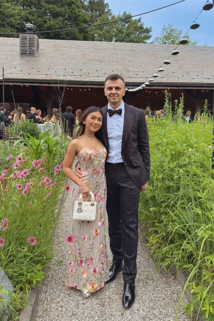 Floral Embroidered Sequin Gown + White Top-Handle Bag + Silver Platforms