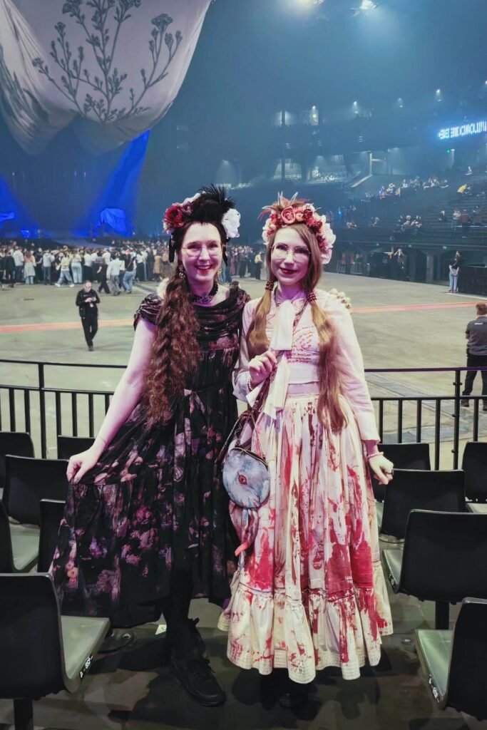 Floral Print Maxi Dresses + Decorative Flower Crowns + Black Sneakers