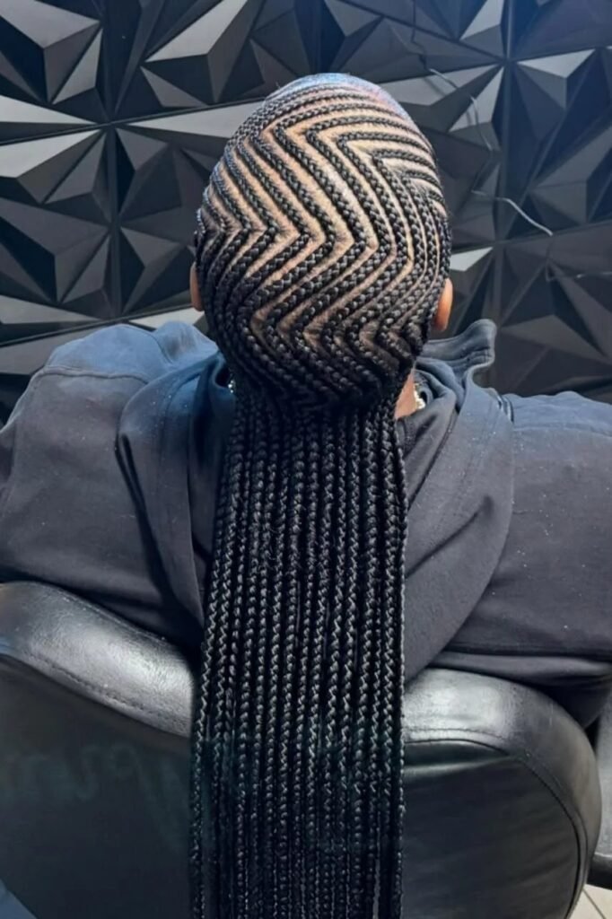 Full-Head Zig-Zag Braids in a Low Gradient Style