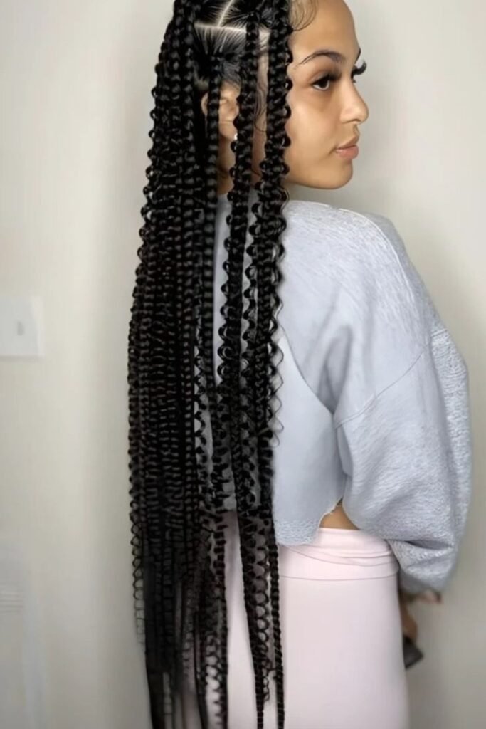 Full-Length French Curl Braids with Seamless Texture