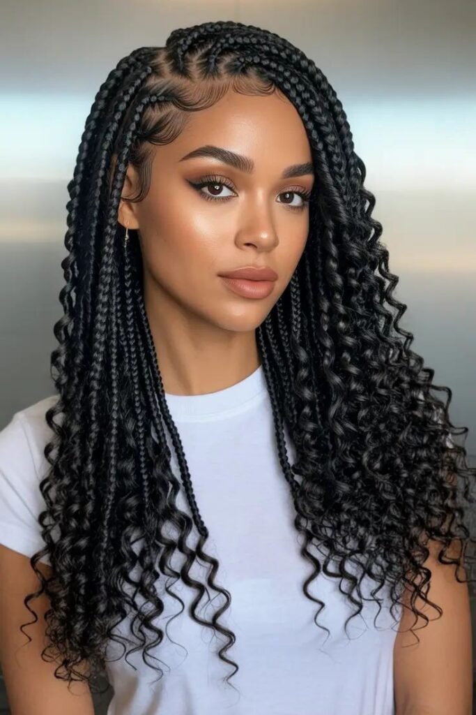Goddess Box Braids with Deep Curly Ends