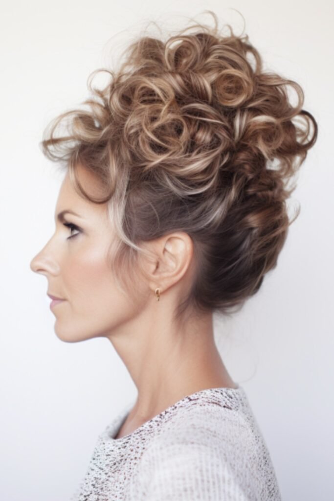 High-Volume Curly Updo with Face-Framing Ringlets