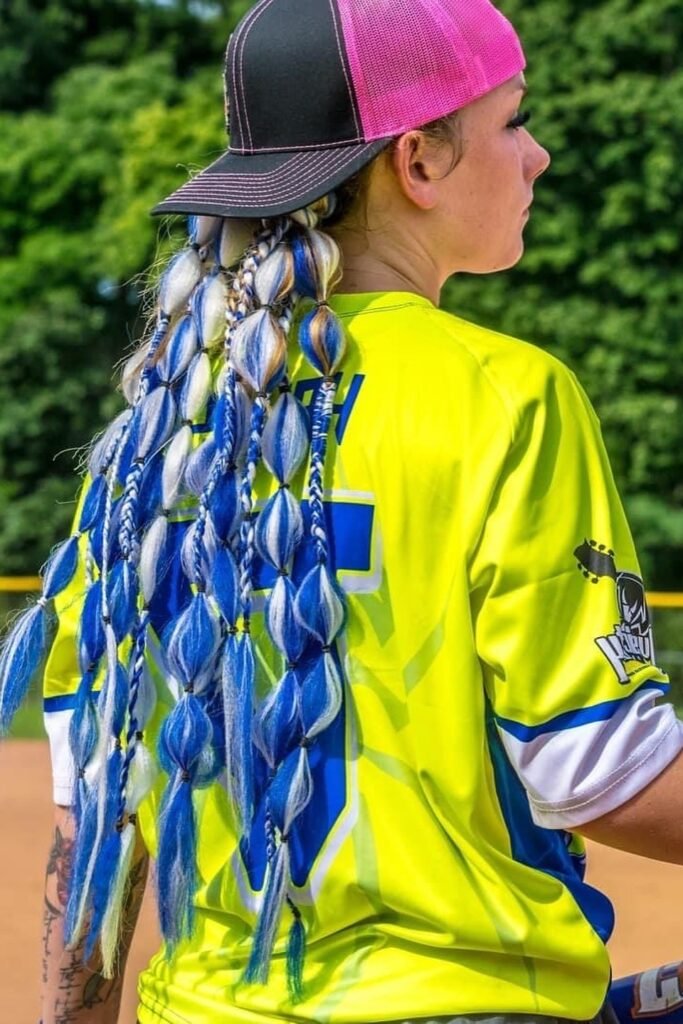 High-Volume Multi-Strand Bubble Braids with Blue and White Extensions