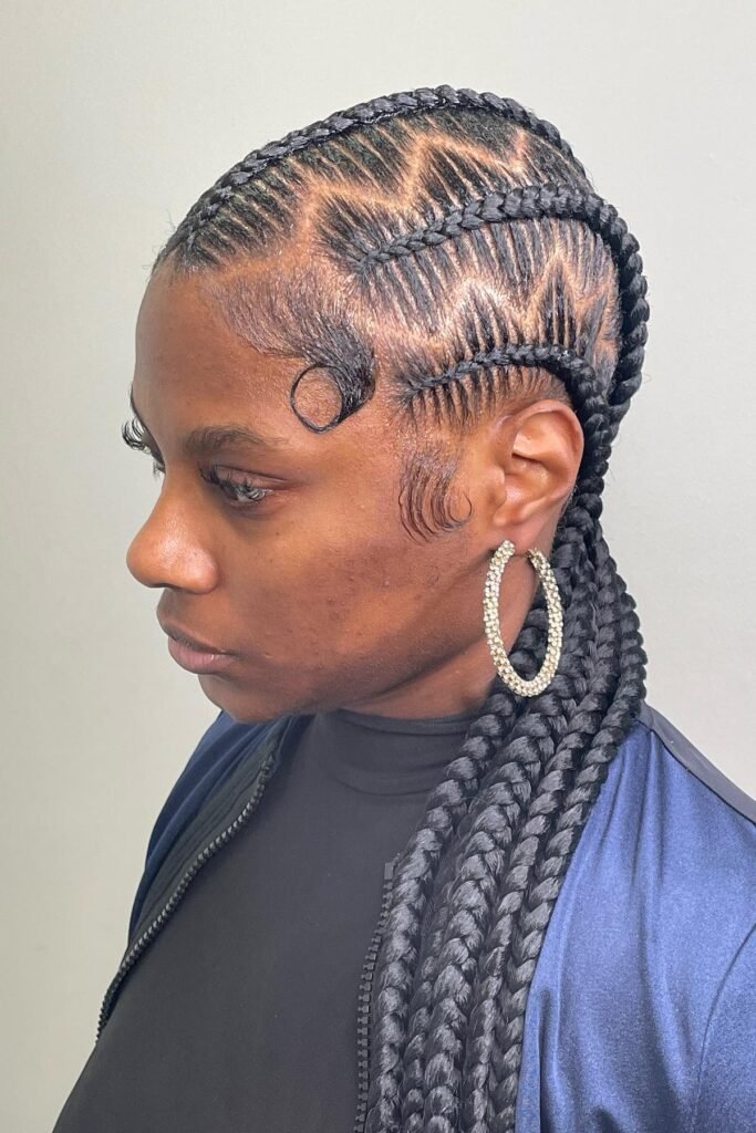 Horizontal Wave Stitch Braids with Hoop Accessories
