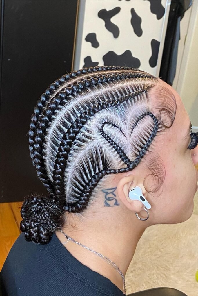 Intricate Double Heart Stitch Braid into a Low Bun