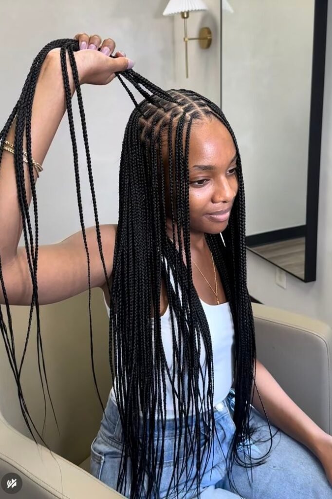 Knotless Box Braids with Square Parting
