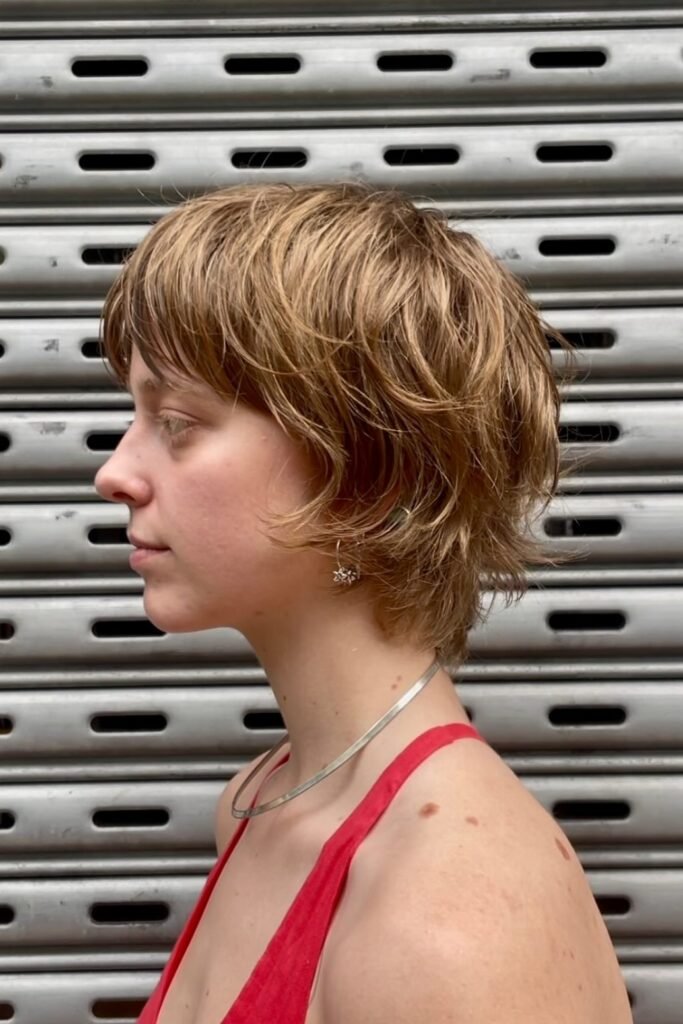 Layered Honey Blonde Bixie with Choppy Ends