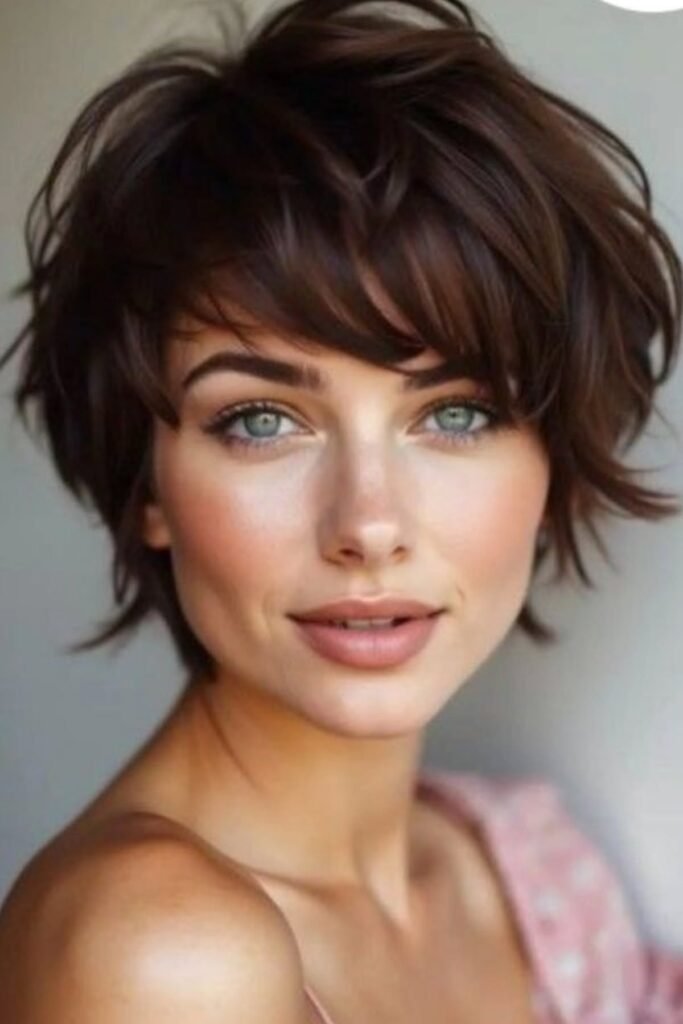 Layered Shaggy Pixie with Wispy Curtain Bangs