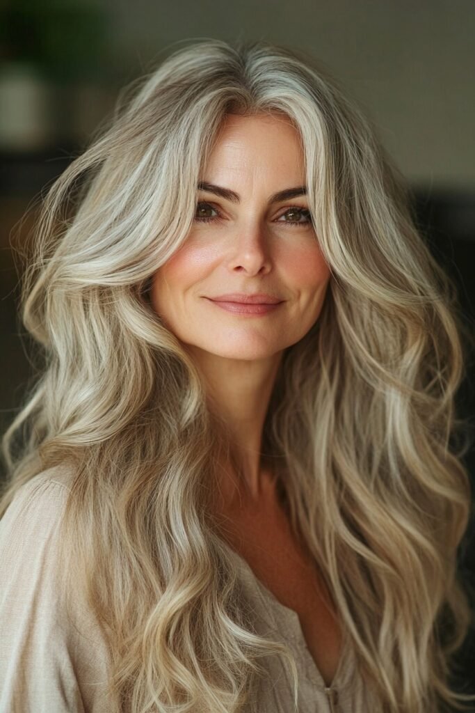 Long Effortless Beach Waves with Multi-Tonal Ash Highlights