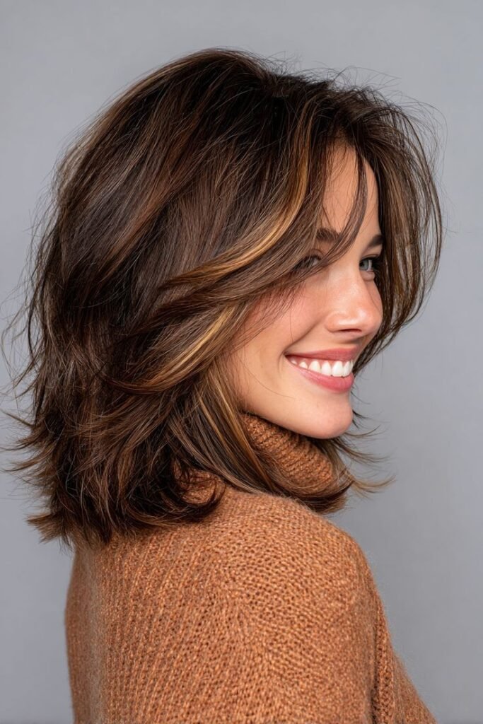 Long Shag with Choppy Layers and Face-Framing Pieces