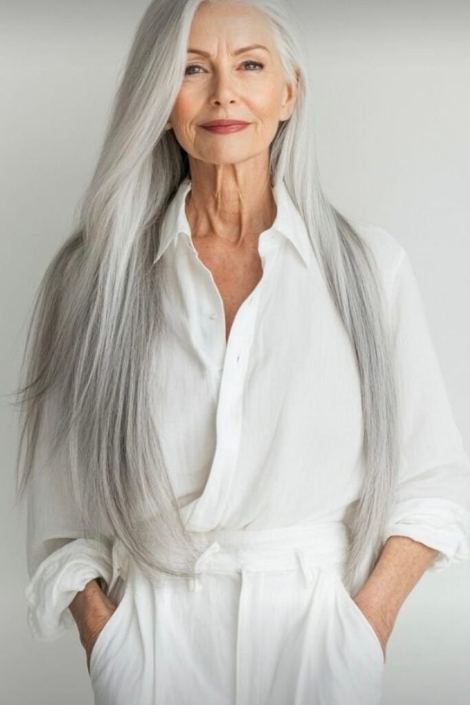 Long Straight Minimalist Cut with Center Part