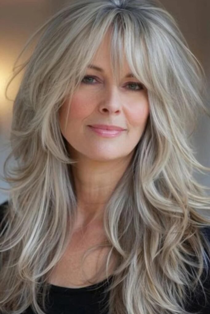 Long Voluminous Shag with Feathered Layers and Bangs