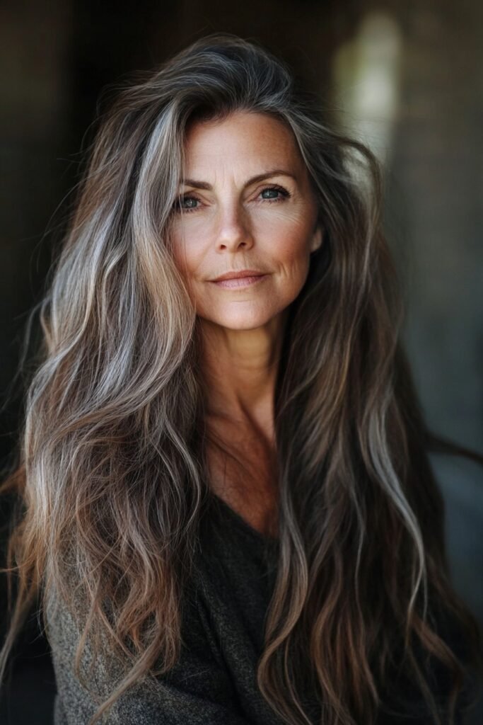  Long Voluminous Waves with Natural Grey Streaks