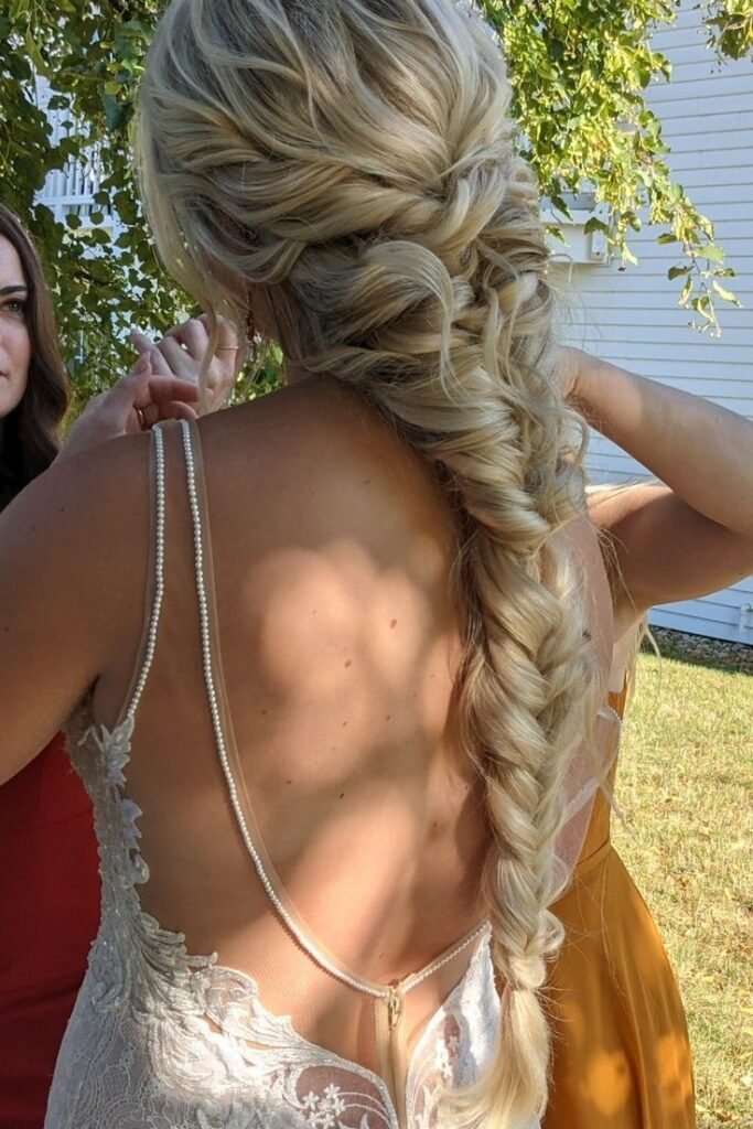 Messy Boho Fishtail Braid with Voluminous Texture