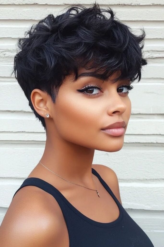 Messy Textured Pixie with Close-Cropped Sides