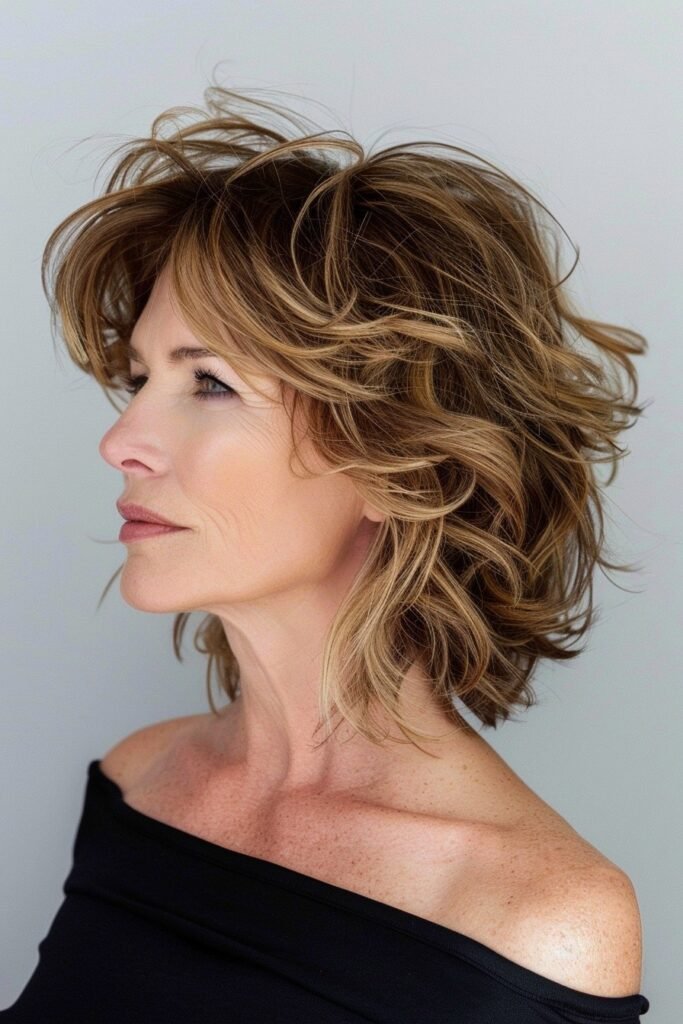 Messy Textured Shag with Soft Curtain Bangs