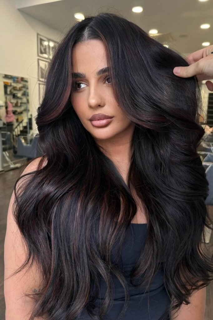 Midnight Espresso Curls with Subtle Auburn Lowlights